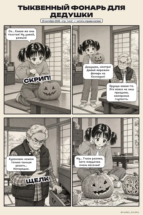 Тыквенный фонарь для дедушки
